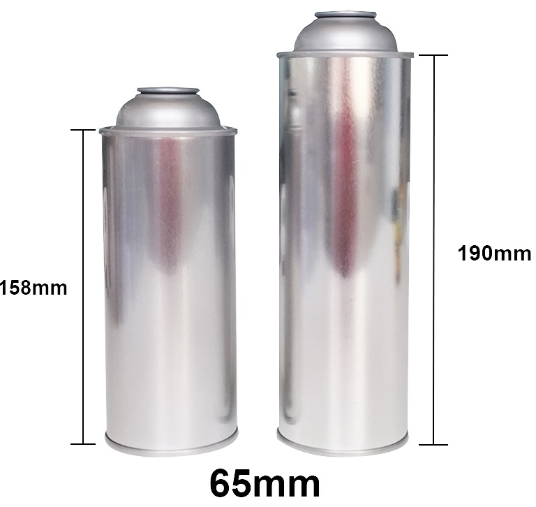 straight empty aerosol tin can for butane gas